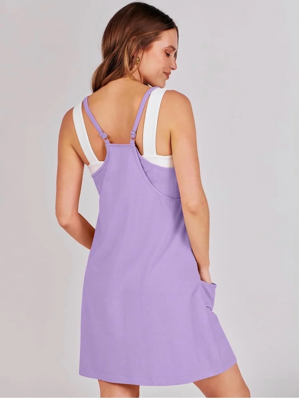 Lavender Scoop Neck Active Wear Dress